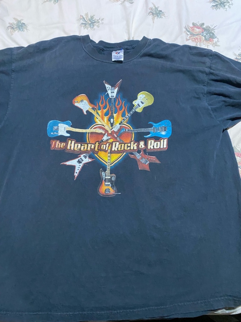 Graphic 'The Heart of Rock & Roll' Guitar Tee - Black